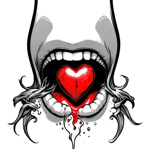 a protected heart coming out of a mouth tattoo design idea
