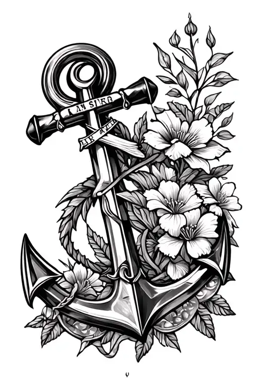 Compass rose Anchor shark flowers sea cadets fine line tattoo design idea