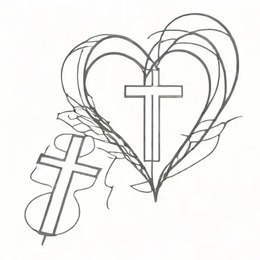 heart and a cross   tattoo design idea