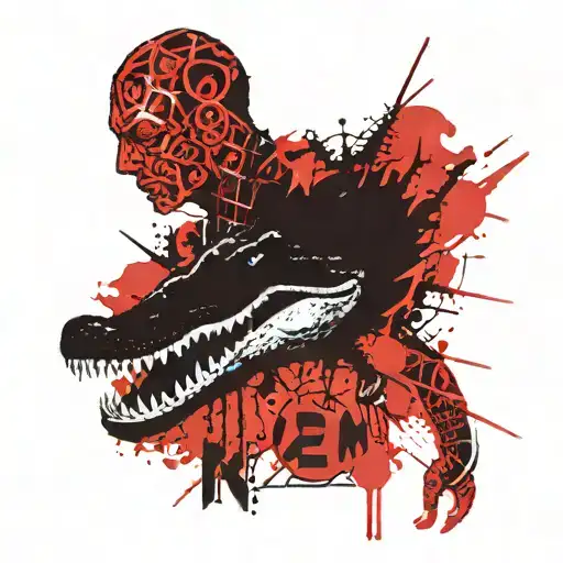 Rem Digga's inscription in the crocodile tattoo design idea