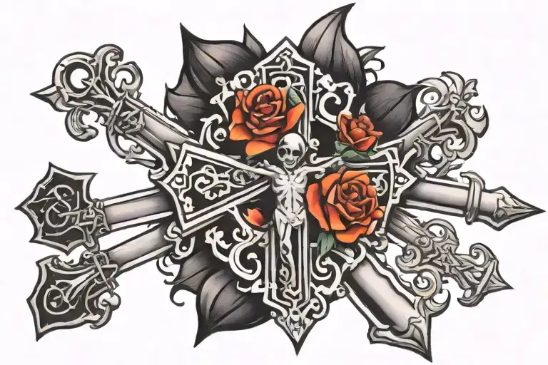 Gangsta cross tattoo design idea
