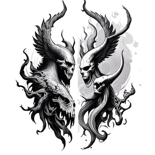 Heaven Vs Hell tattoo design idea