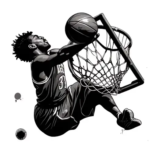 Breaking the basket while dunking tattoo design idea