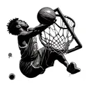 Breaking the basket while dunking tattoo design idea
