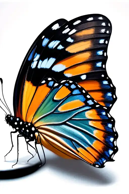 3D butterfly tattoo design idea