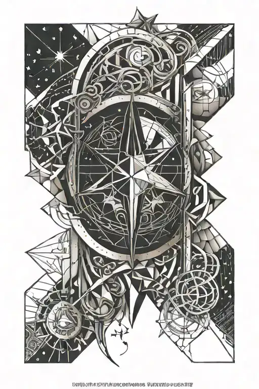 moon stars Gemini sagittarius zodiac sign tattoo design idea