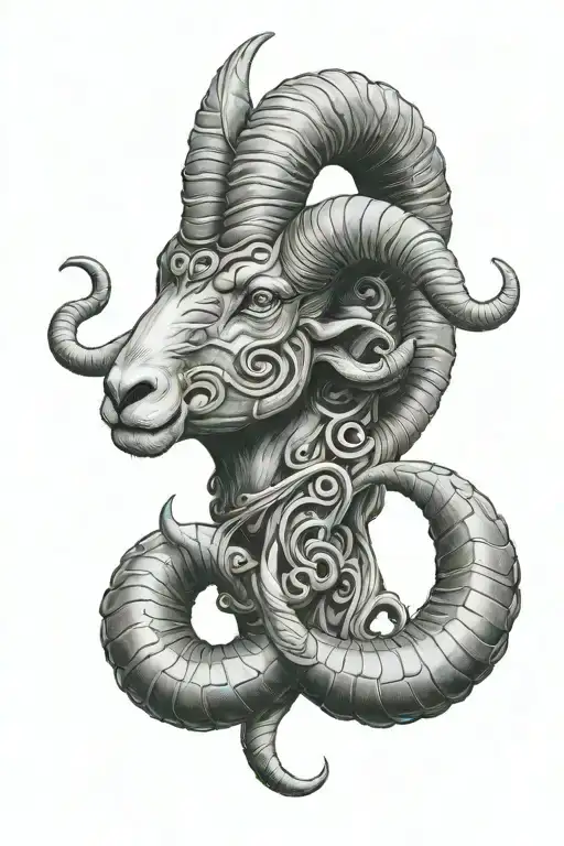 ram horns emerging tattoo design idea