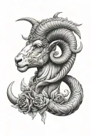 ram horns emerging tattoo design idea