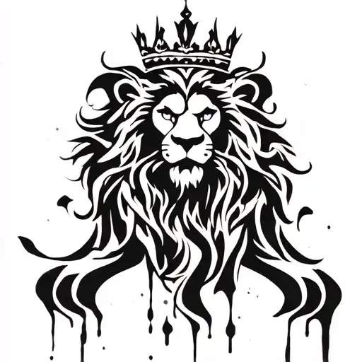 lion, blood, crown tattoo design idea