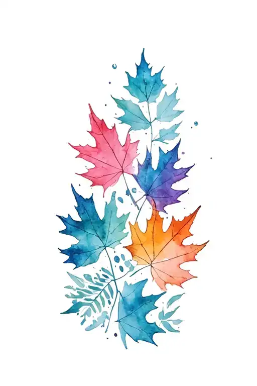 fall leaves tattoo design idea