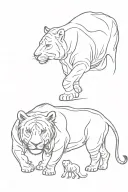 one line lion tiger elephant rhino tattoo design idea