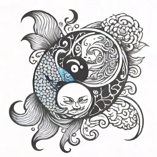 coi fish yin yang tattoo design idea