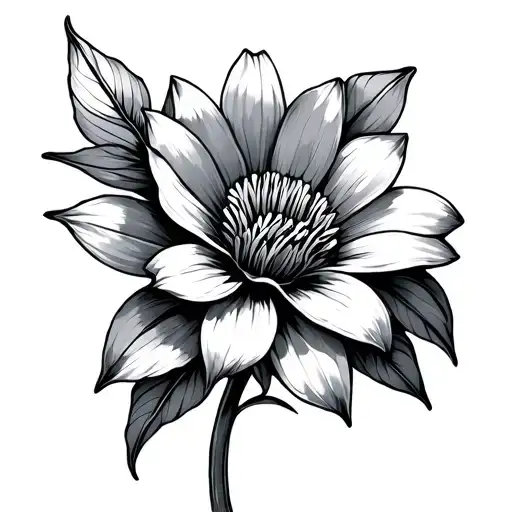 flower with diamond shape line tattoo design idea