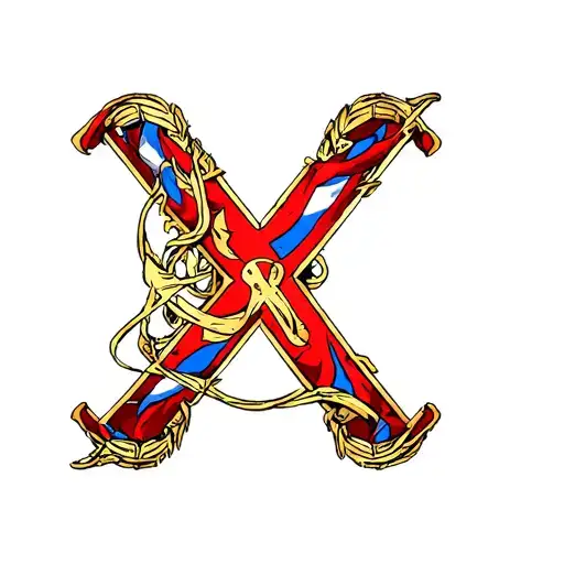 Image of Ace One Piece within an X tattoo design idea