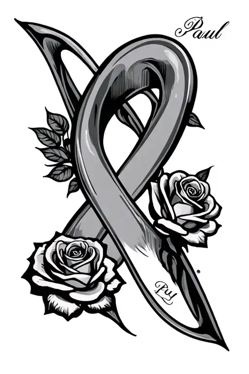 infinity symbol incorporated within his name Paul with roses  tattoo design idea