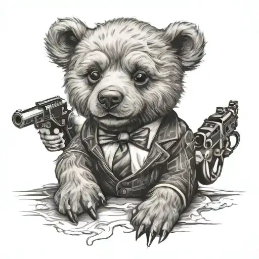 mob boss teddy bear tattoo design idea
