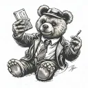 mob boss teddy bear tattoo design idea