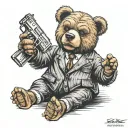 mob boss teddy bear tattoo design idea