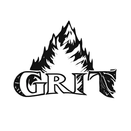 mountain path, fire, clarity, perseverance incorporated spelling the word GRIT tattoo design idea