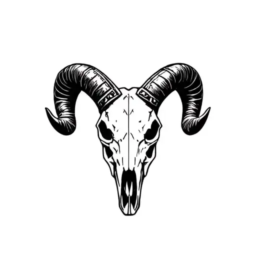 Create a stencil of a Aftican warrior, wearing a ram skull to symbolize strength and courage tattoo design idea