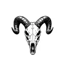 Create a stencil of a Aftican warrior, wearing a ram skull to symbolize strength and courage tattoo design idea