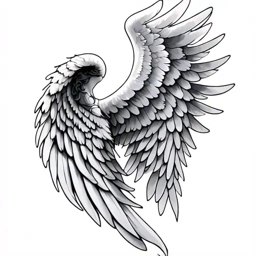 angel wing, best friend passed away, forever tattoo design idea
