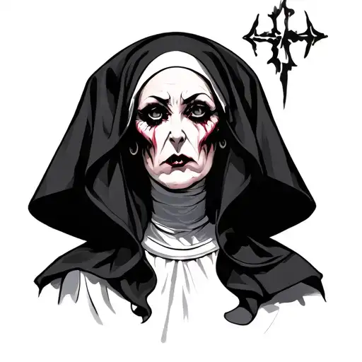 evil nun horny tattoo design idea