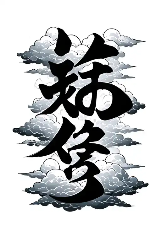 Japanese kanji symbols that say hope symbol with clouds tattoo design idea