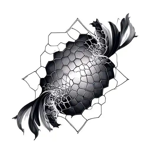 fractal hexagons around forearm sleeve tattoo design idea