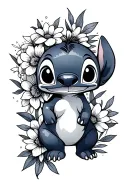 lilo and stitch with flowers tattoo design idea