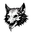 wolf skull front view tattoo design idea