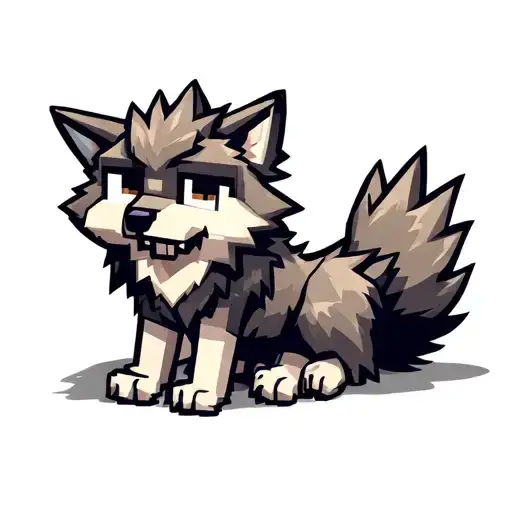 cute Minecraft wolf sitting tattoo design idea