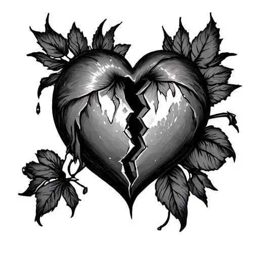 broken heart deception family tattoo design idea