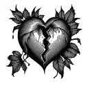 broken heart deception family tattoo design idea