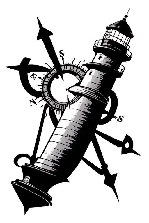 stage lighting compass lighthouse movinghead tattoo design idea