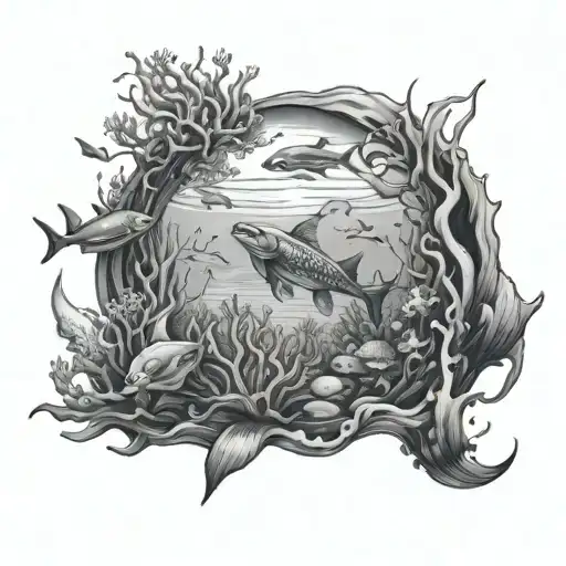 UNDERWATER OCEAN SCENE FOR tattoo design idea