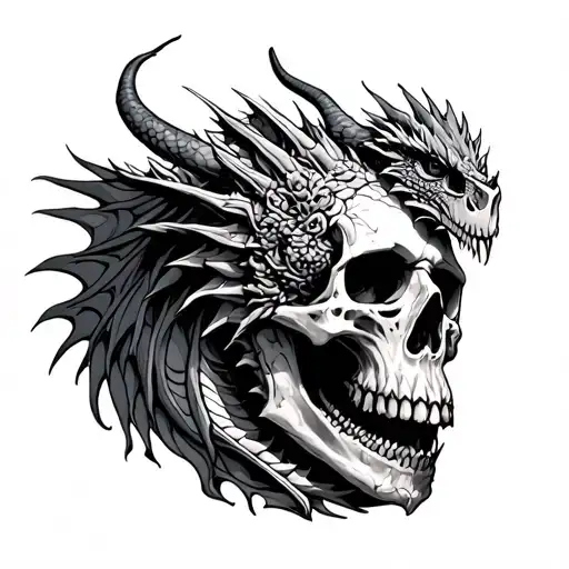 skulls and tombstones and dragons tattoo design idea