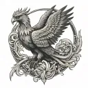 phoenix and 3-headed dog tattoo design idea