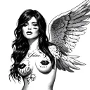 khloe angel written on chest with kiss marks tattoo design idea
