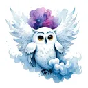 Chouette ghost which holds two erlemeyers who explode in clouds of smoke tattoo design idea