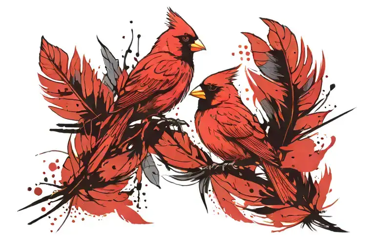 cardinal feather  tattoo design idea