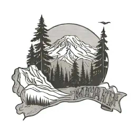mt rainier and nature with relation to washington state tattoo design idea