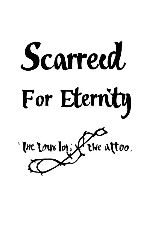 Scarred For Eternity wording tattoo design idea