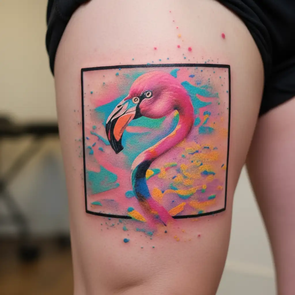 pink flamingo  tattoo design idea
