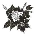 Taurus zodiac symbol, Sagittarius arrow, may birth flower tattoo design idea