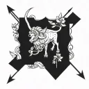 Taurus zodiac symbol, Sagittarius arrow, may birth flower tattoo design idea