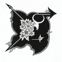 Taurus zodiac symbol, Sagittarius arrow, may birth flower tattoo design idea