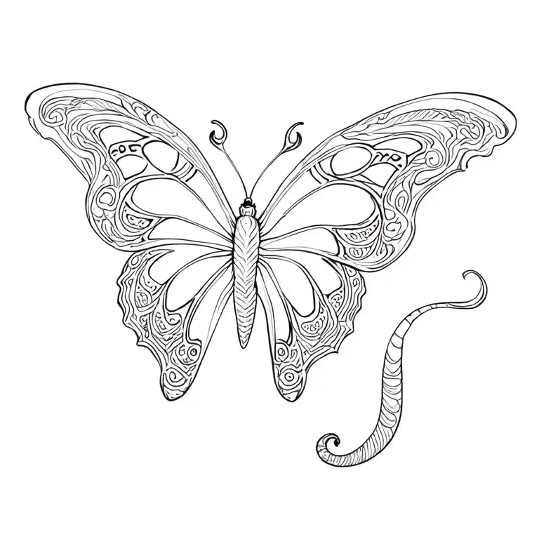 Japan Salamander butterfly in very fine tribal tattoo design idea