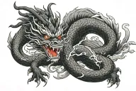 black japan dragon without wings tattoo design idea