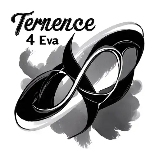 an image of a side boob tattoo with the words “Terence 4 Eva” with the infinity symbol next to it tattoo design idea